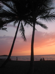 Anaehoomalu Bay sunset palms